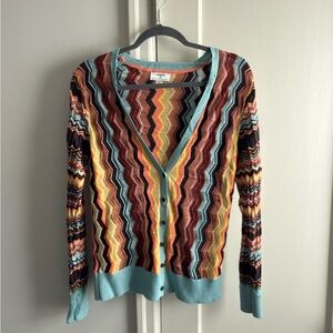 Missoni Chevron Cardigan in Blue, Yellow, and Brown